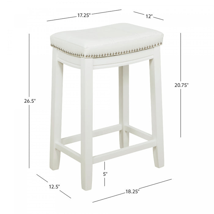 Claridge Fabric Backless Counter-Height Stool - White