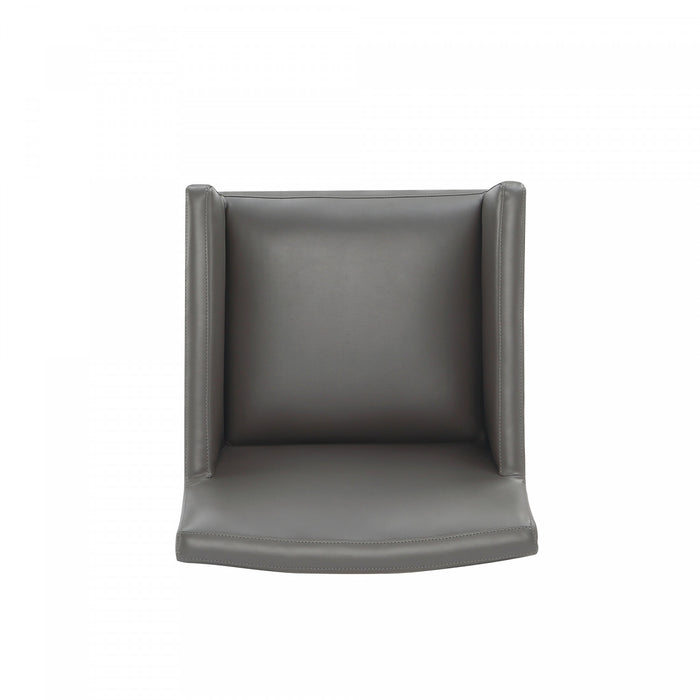 Anna Square Modern Vegan Leather Armchair in Graphite - Set of 2
