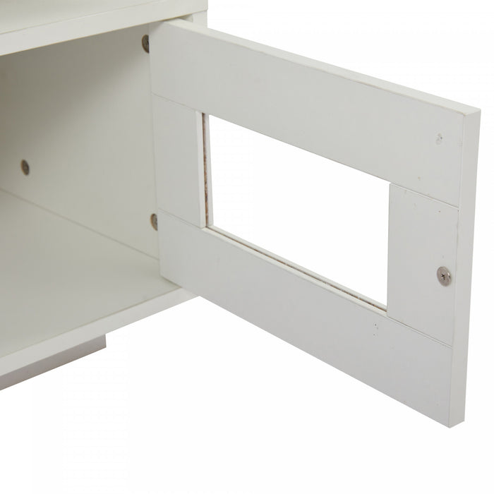 Lumina 39.3 Inch High-Gloss Coffee Table with LED Lights, USB Port and Transparent Doors, White