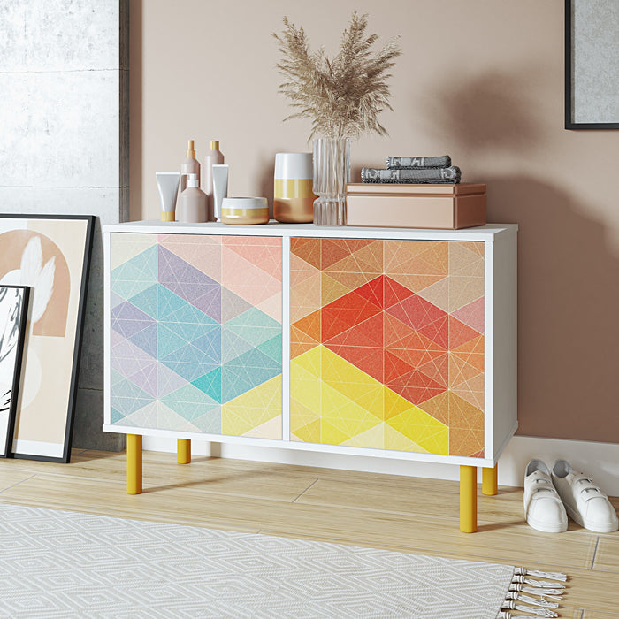 Manhattan Comfort Mid-Century Modern Retro 4-Shelf Accent Cabinet – Multi-Colour