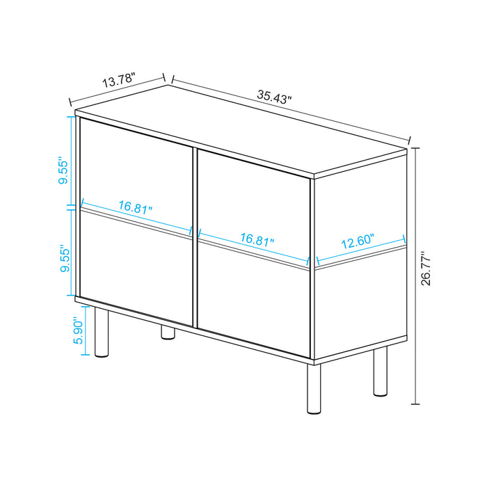 Manhattan Comfort Mid-Century Modern Retro 4-Shelf Accent Cabinet – Multi-Colour