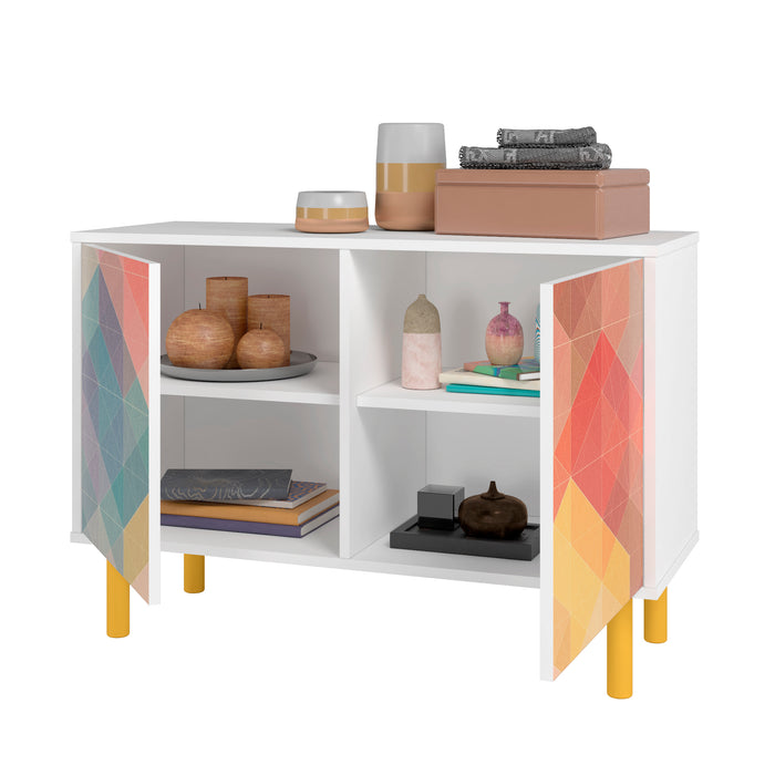 Manhattan Comfort Mid-Century Modern Retro 4-Shelf Accent Cabinet – Multi-Colour