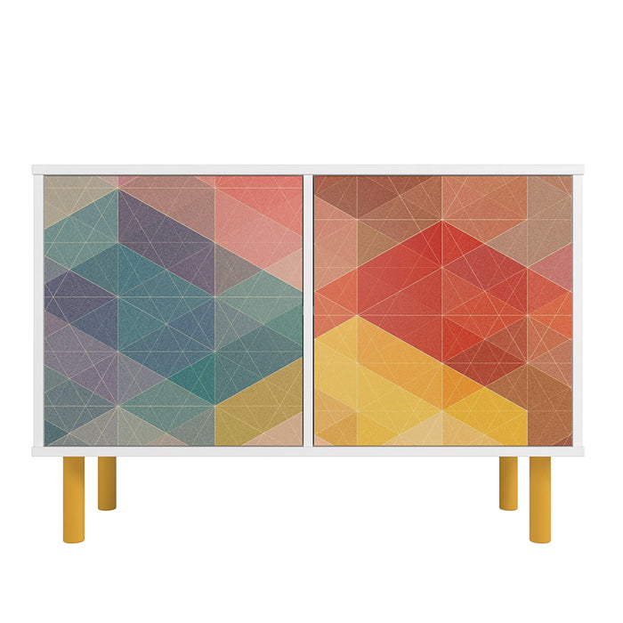 Manhattan Comfort Mid-Century Modern Retro 4-Shelf Accent Cabinet – Multi-Colour