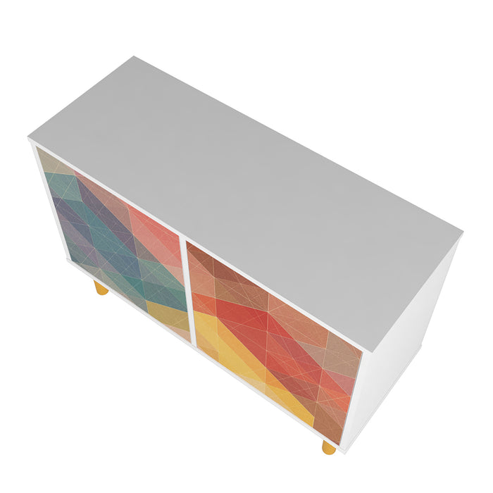 Manhattan Comfort Mid-Century Modern Retro 4-Shelf Accent Cabinet – Multi-Colour