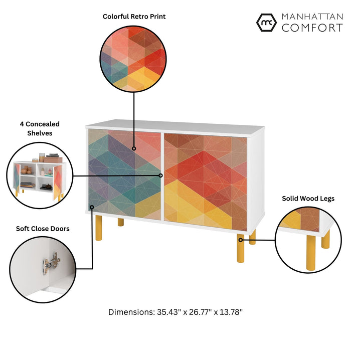 Manhattan Comfort Mid-Century Modern Retro 4-Shelf Accent Cabinet – Multi-Colour