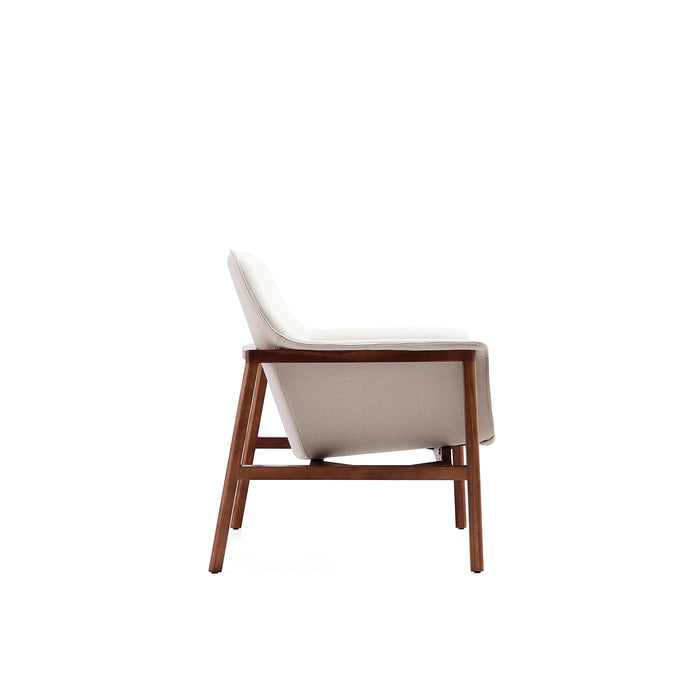Manhattan Comfort Miller Linen Weave Accent Chair - Cream & Walnut