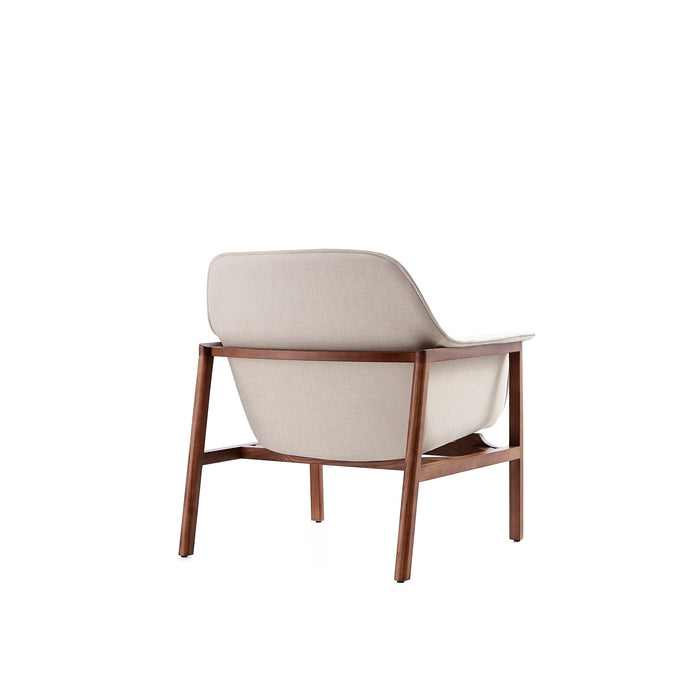 Manhattan Comfort Miller Linen Weave Accent Chair - Cream & Walnut