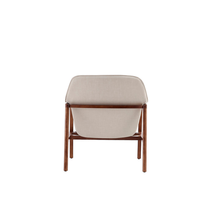 Manhattan Comfort Miller Linen Weave Accent Chair - Cream & Walnut