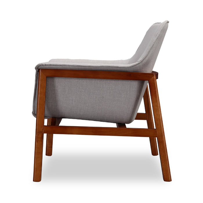 Manhattan Comfort Miller Linen Weave Accent Chair - Grey & Walnut