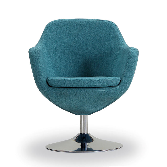 Manhattan Comfort Caisson Polished Chrome Twill Swivel Accent Chair - Blue