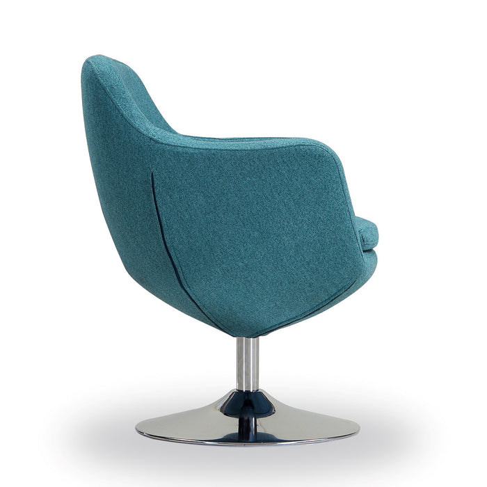 Manhattan Comfort Caisson Polished Chrome Twill Swivel Accent Chair - Blue