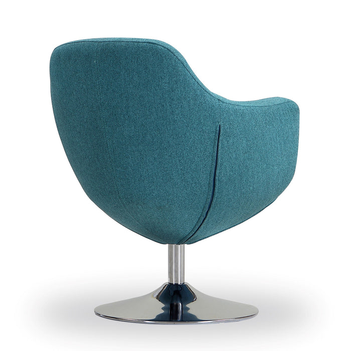 Manhattan Comfort Caisson Polished Chrome Twill Swivel Accent Chair - Blue