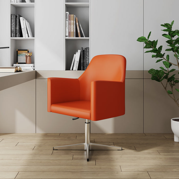 Manhattan Comfort Pelo Polished Chrome Faux Leather Adjustable Height Swivel Accent Chair - Orange