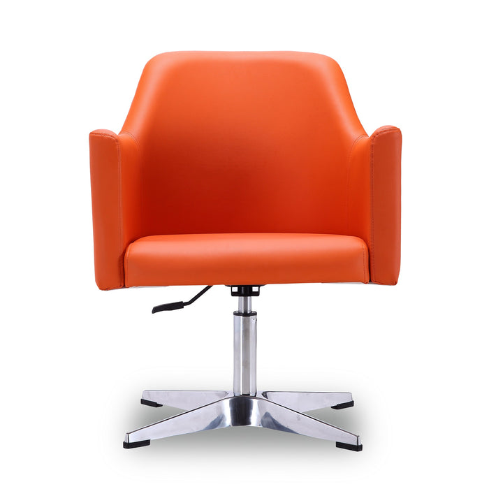 Manhattan Comfort Pelo Polished Chrome Faux Leather Adjustable Height Swivel Accent Chair - Orange