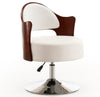 Manhattan Comfort Bopper Polished Chrome Faux Leather Adjustable Height Swivel Accent Chair - White