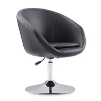 Manhattan Comfort Hopper Polished Chrome Faux Leather Adjustable Height Accent Chair - Black