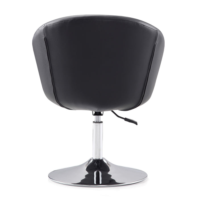 Manhattan Comfort Hopper Polished Chrome Faux Leather Adjustable Height Accent Chair - Black