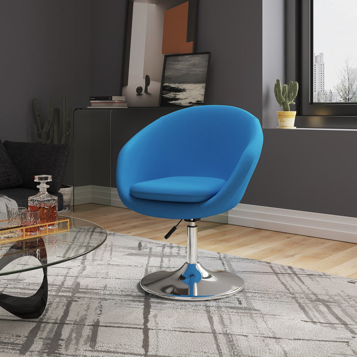 Manhattan Comfort Hopper Polished Chrome Wool Blend Adjustable Height Chair - Blue