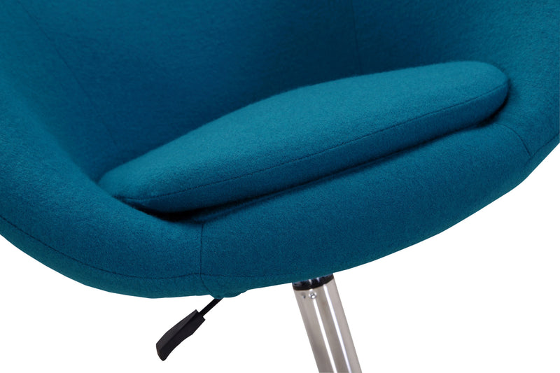 Manhattan Comfort Hopper Polished Chrome Wool Blend Adjustable Height Chair - Blue