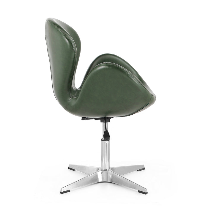 Manhattan Comfort Raspberry Polished Chrome Faux Leather Adjustable Swivel Chair - Forest Green