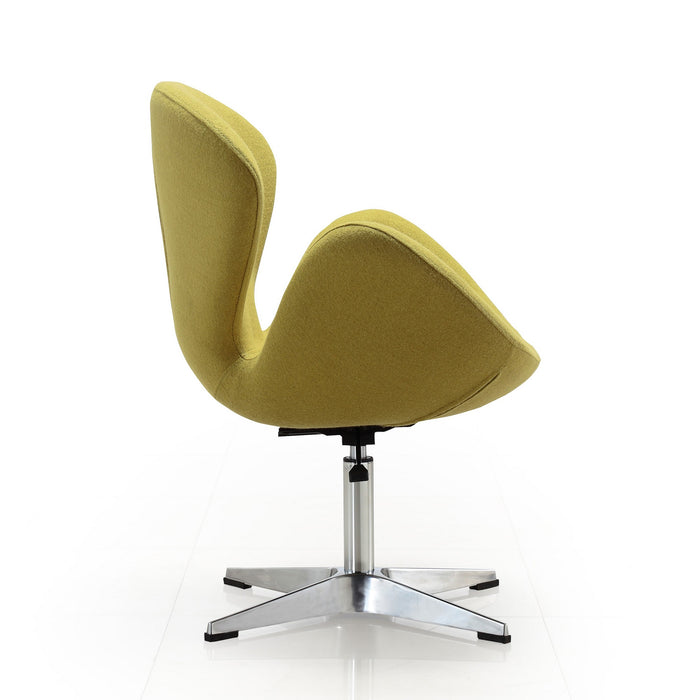 Manhattan Comfort Raspberry Polished Chrome Wool Blend Adjustable Swivel Chair - Green