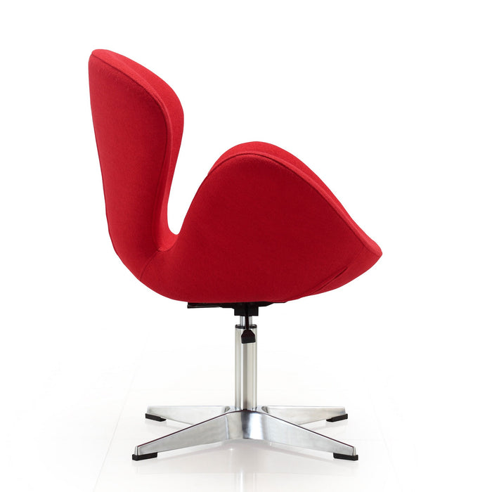 Manhattan Comfort Raspberry Polished Chrome Wool Blend Adjustable Swivel Chair - Red