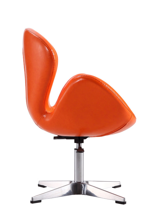 Manhattan Comfort Raspberry Polished Chrome Faux Leather Adjustable Swivel Chair - Tangerine