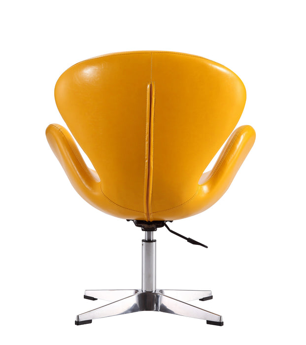 Manhattan Comfort Raspberry Polished Chrome Faux Leather Adjustable Swivel Accent Chair - Yellow