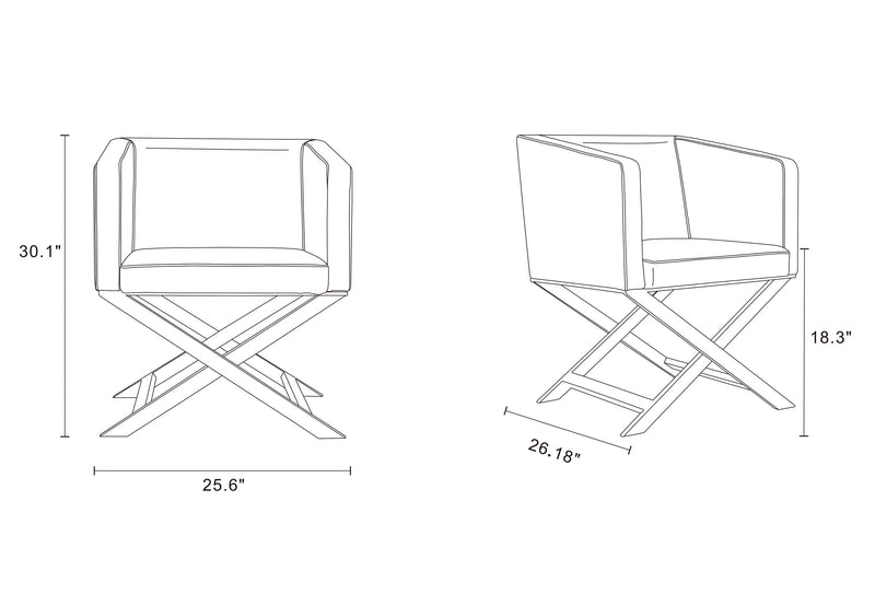 Manhattan Comfort Hollywood Polished Chrome Faux Leather Lounge Accent Chair - Orange
