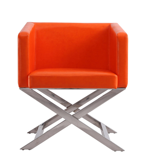 Manhattan Comfort Hollywood Polished Chrome Faux Leather Lounge Accent Chair - Orange