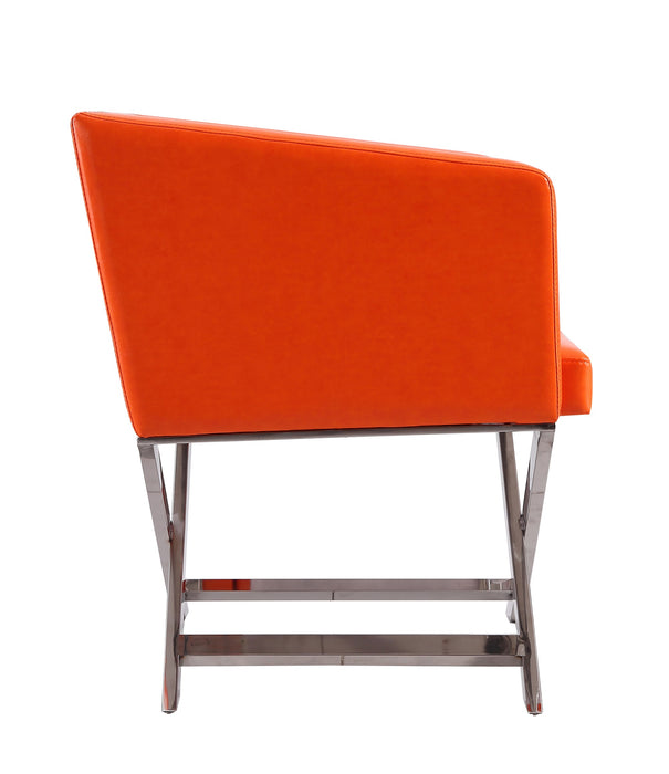 Manhattan Comfort Hollywood Polished Chrome Faux Leather Lounge Accent Chair - Orange