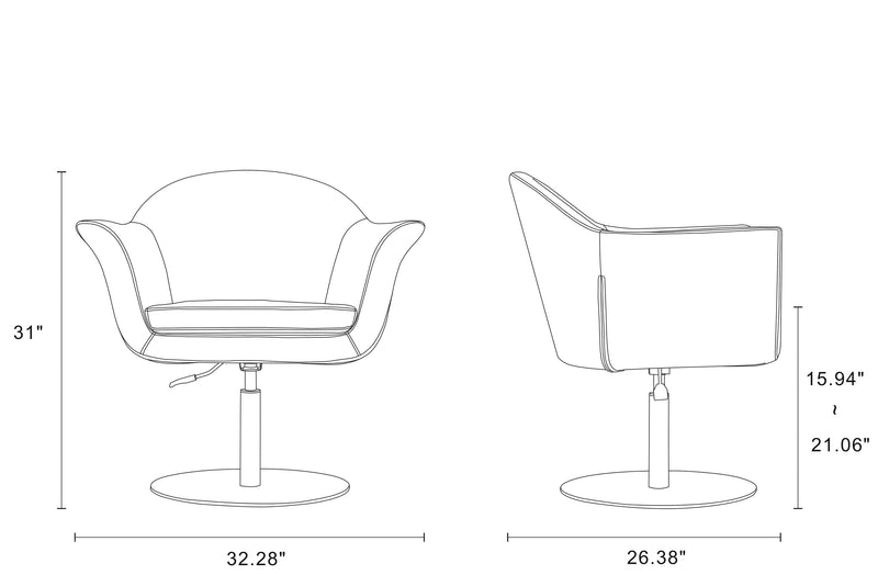 Manhattan Comfort Voyager Brushed Metal Woven Swivel Adjustable Accent Chair - Barley