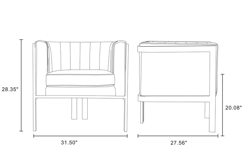 Manhattan Comfort Paramount Polished Brass Velvet Accent Armchair - Forest Green