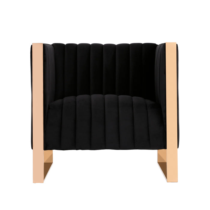 Manhattan Comfort Trillium Velvet Accent Chair - Black & Gold