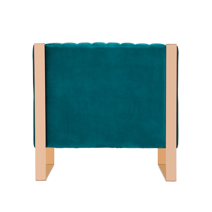 Manhattan Comfort Trillium Velvet Accent Chair - Teal & Gold