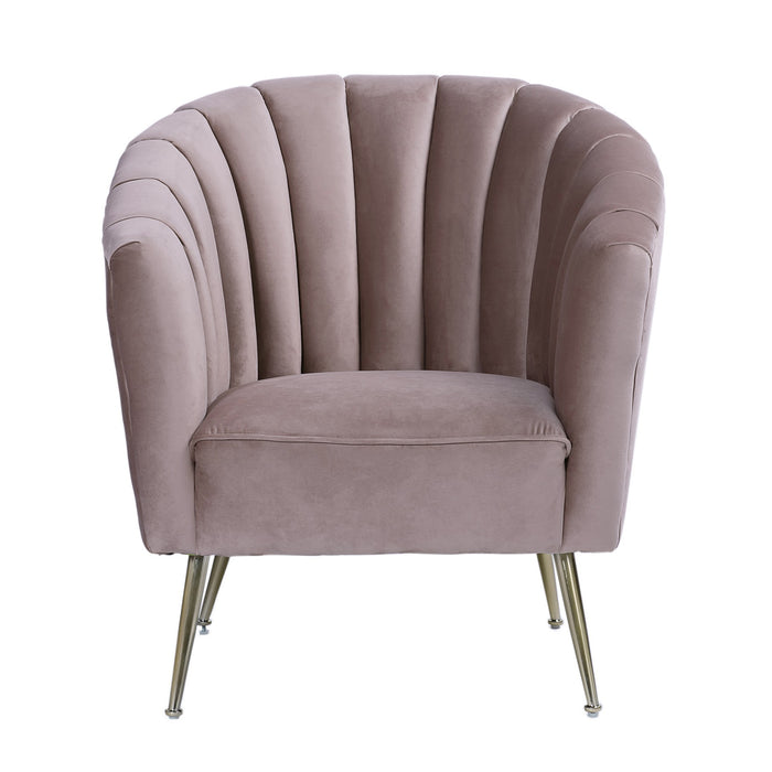 Manhattan Comfort Rosemont Velvet Accent Chair - Blush & Gold