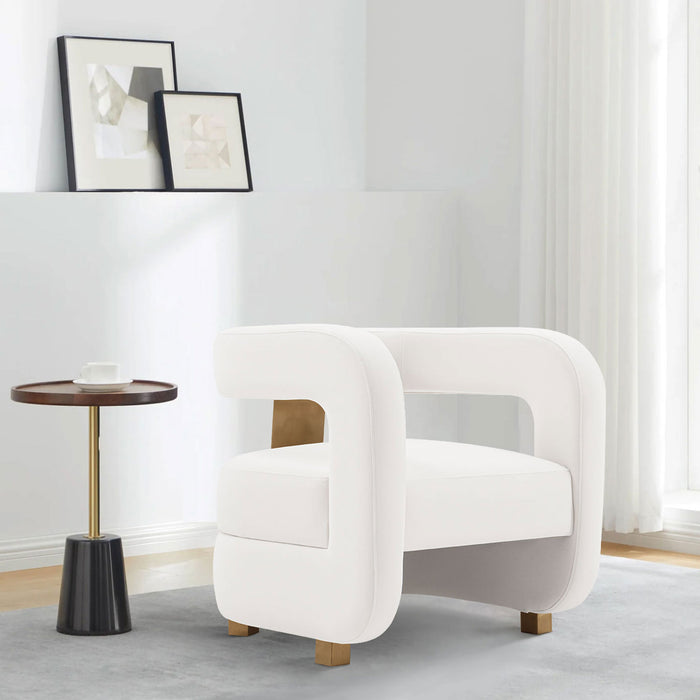 Manhattan Comfort Modern Amirah Velvet Accent Chair - White