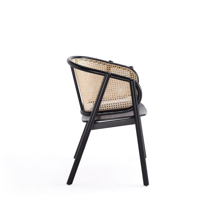 Manhattan Comfort Versailles Armchair - Black & Natural Cane