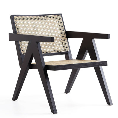 Manhattan Comfort Hamlet Accent Chair - Black & Natural Cane|Chaise d’appoint Hamlet de Manhattan Comfort - noire et canne naturel
