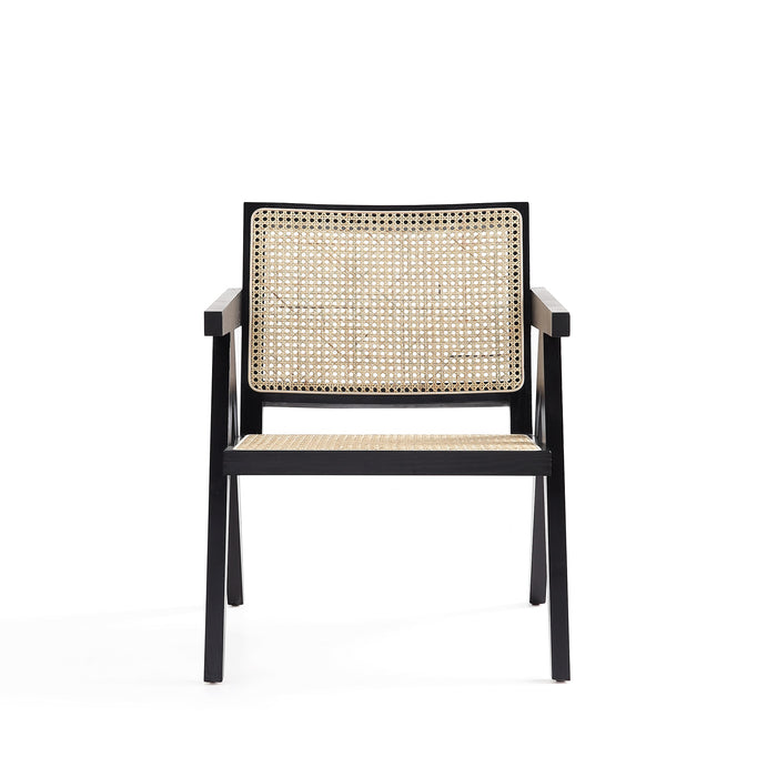 Manhattan Comfort Hamlet Accent Chair - Black & Natural Cane