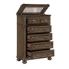 Ambrose Bedroom Chest of Drawers with Lift-Top Storage Tray, 6-Drawer, 38"W x 52.5"H – Brown | Commode verticale de chambre à coucher Ambrose de 38 po (L) x 52,5 po (H) à 6 tiroirs avec plateau de rangement à dessus relevable - brun