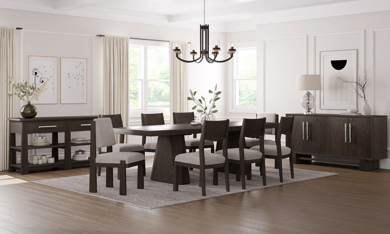 Arden 5pc Extension Dining Set with Table & 4 Chairs, Trestle Base, 84-108\"W - Espresso Brown