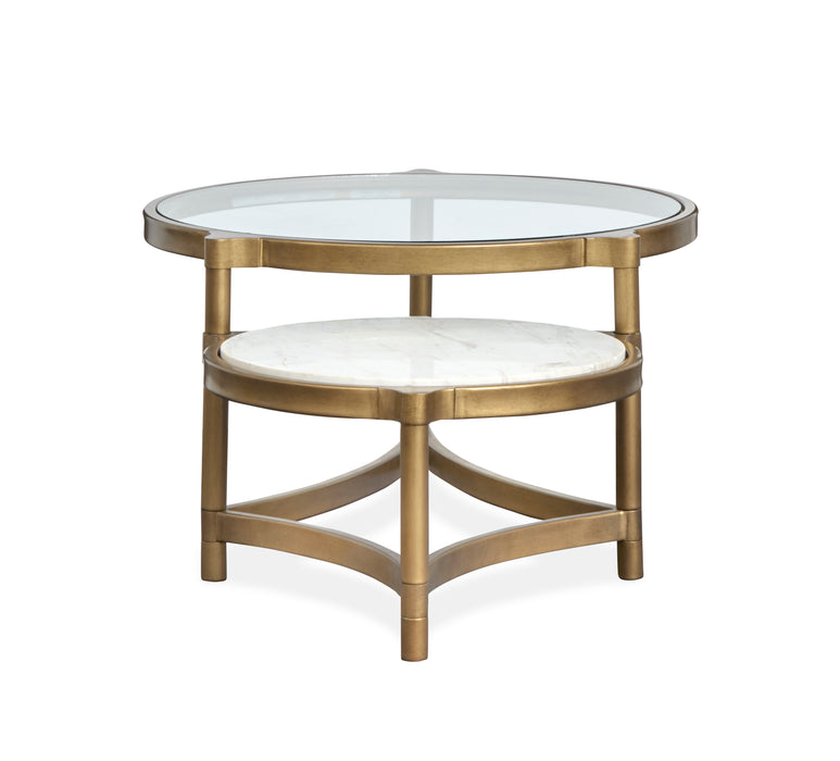 Arlington 48\" Coffee Table with Glass Top - Aged Brass