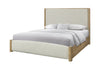 Austin Panel Bed with Fabric Headboard & Footboard, Natural Oak Brown - Queen Size