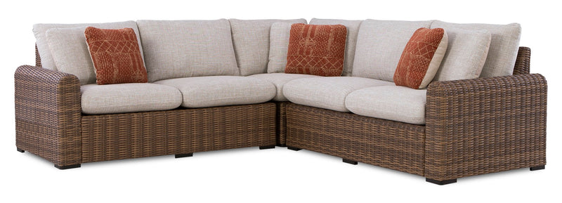 Banff 3-Piece Outdoor Patio Set with 2 Loveseats & Corner Chair - Weather Resistant - Brown/Beige