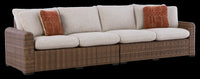 Banff Outdoor Patio RAF/LAF Loveseats, Set of 2 - Resin Wicker & Nuvella Fabric - Brown/Beige 
