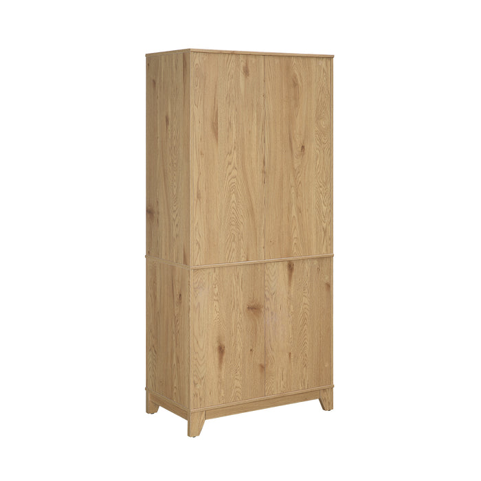 Manhattan Comfort Sheridan Modern Cane Bookcase with Adjustable Shelves - Natural