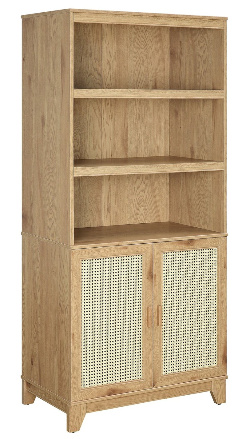 Manhattan Comfort Sheridan Modern Cane Bookcase with Adjustable She ...