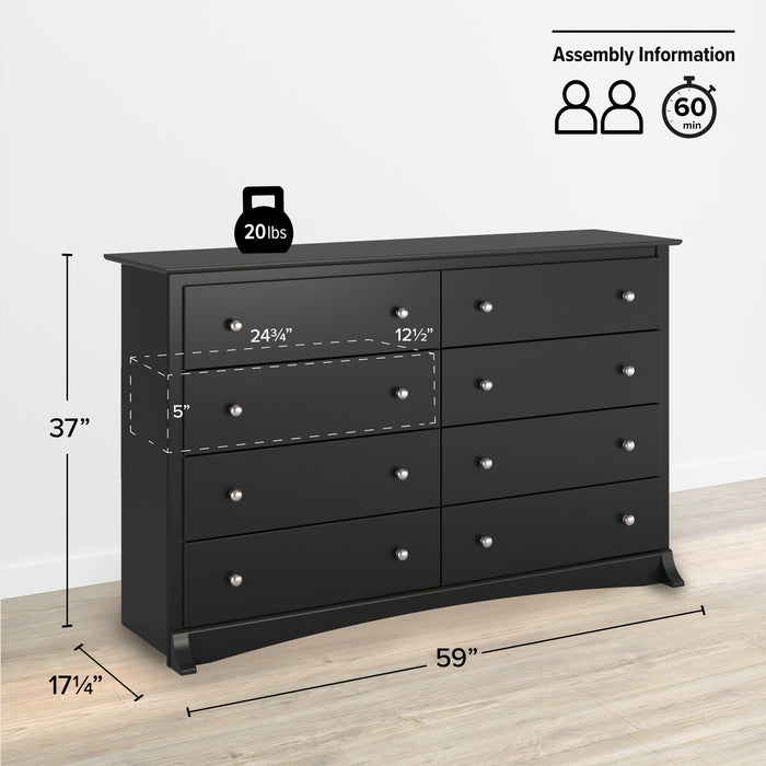 Jade 8-Drawer Dresser - Black