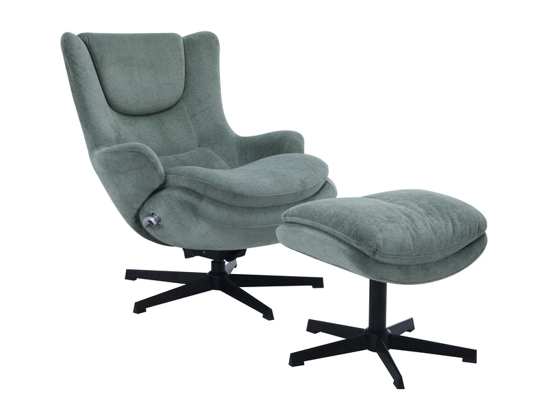 Bliss 29.1” Chenille Fabric Stress Free Reclining Occasional Chair with Footrest - Green